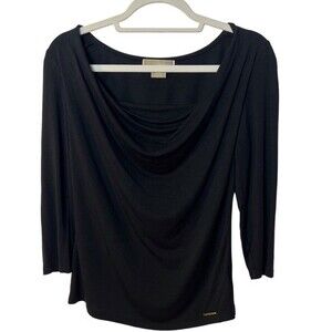 Michael Kors Boat Neck Long Sleeve Top Black Size PM